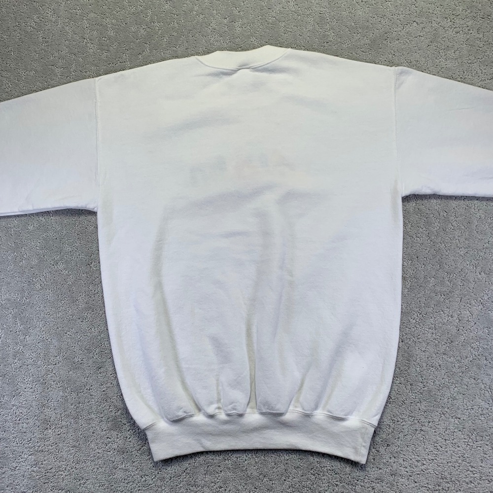 Vintage Aloha Hawaii Sweatshirt Sz Medium White Embroidered‎ Pullover Gildan 90s - Picture 10 of 14